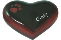 Tierurnen Herz: herz-07-schwarz-tomatenrot-pfote-Cindy Herz-Tierurne: herz-07-schwarz-tomatenrot-pfote-Cindy
