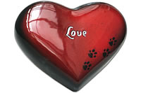 Tierurnen Herz: herz-07-schwarz-tomatenrot-pfote-Cindy Herz-Tierurne: herz-0,7-37c-love