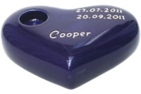 Kerze-Herz-Tierurne: Kobatblau glänzend, tlh-04-28-cooper