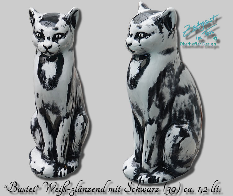 Bastet-Katzenurne-Weiss-Schwarz Bastet-Katzenurne-Weiss-Schwarz
