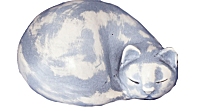 Bestellnumer. katze-1,3-38 Schlafende Katze 1,3 lit. zweifarbig (38) Weiß-matt mit grau.